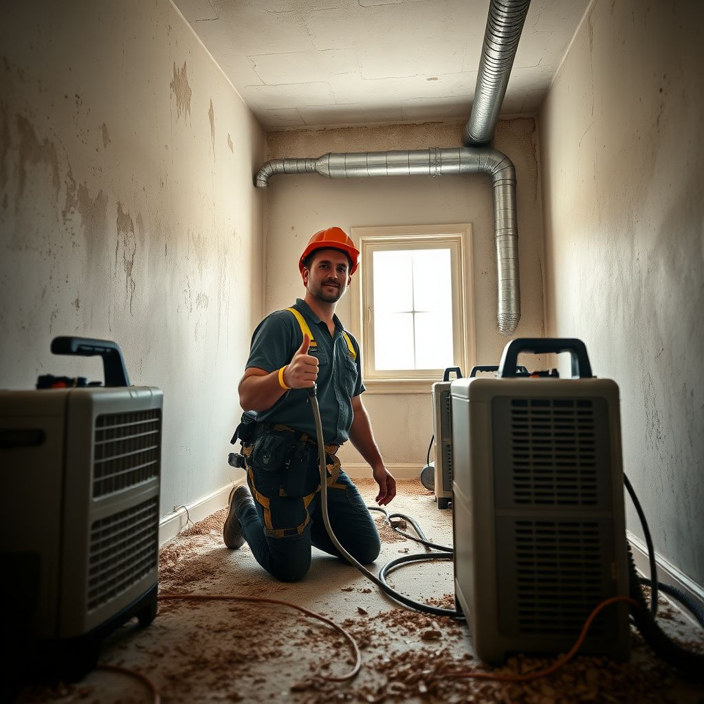 A certified mold remediation technician explaining the process to a Leander homeowner, showing professionalism and clear communication.